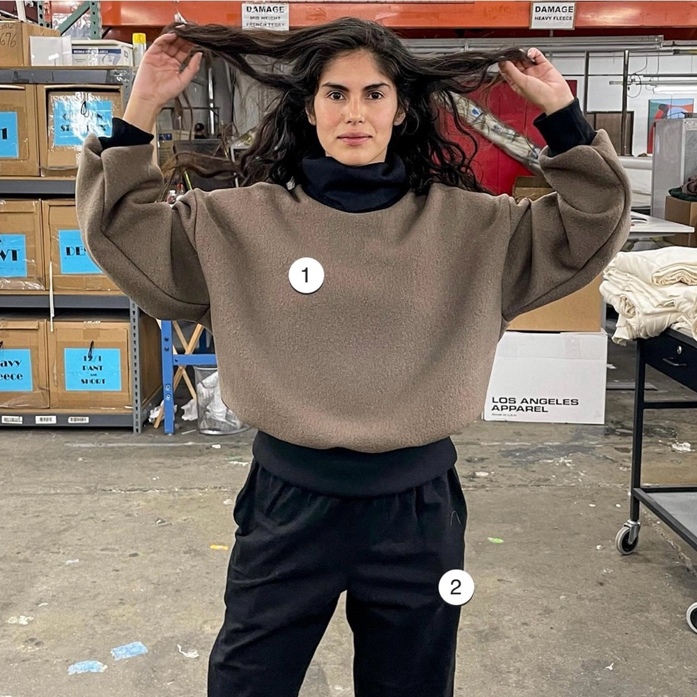 Los Angeles Apparel Wool Turtleneck Sweater with Heavy Cotton Rib, Otter, OS - Picture 3 of 6